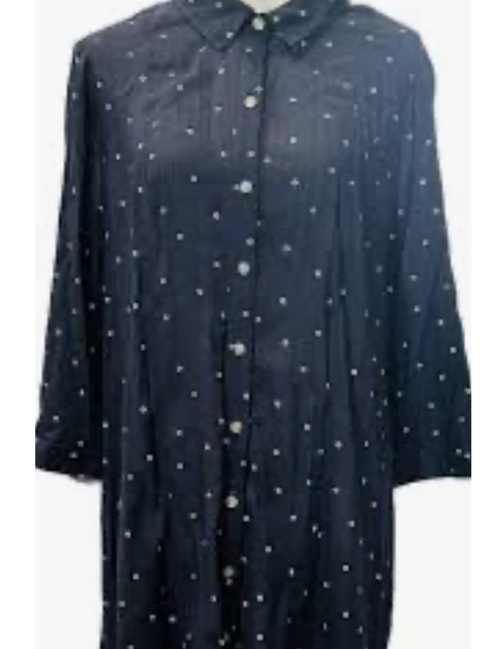 Maeve by Anthropology Classic Navy Button-Front Polka Dot Women's Top
